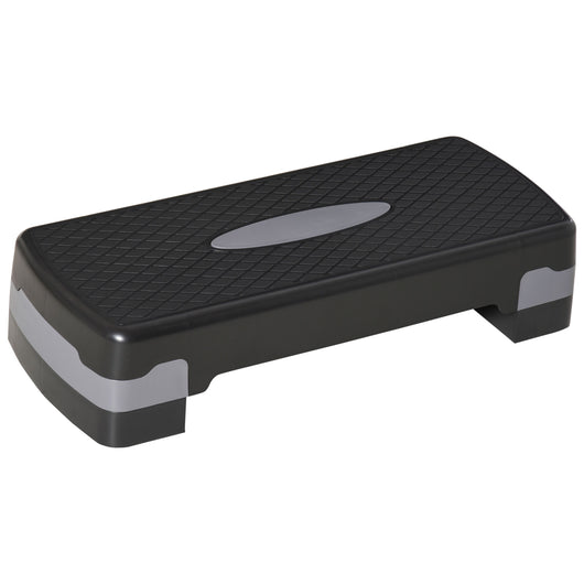 Easycomfort Step Fitness per Allenamento a Casa e Palestra, in PP con Altezza Regolabile 10cm e 15cm, 68x29cm Nero e Grigio