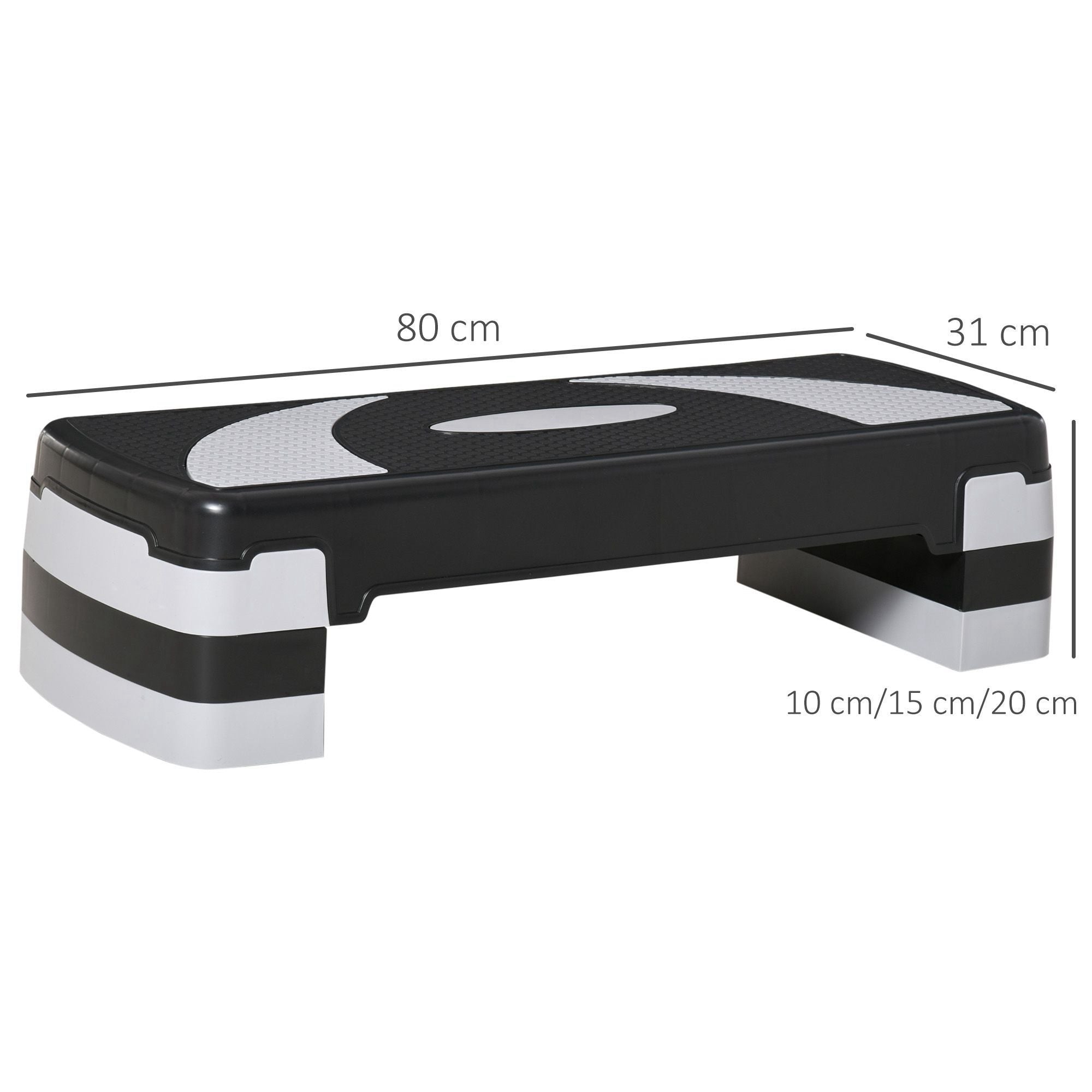 Easycomfort Stepper da Aerobica Regolabile in Altezza 10-15-20 cm Antiscivolo, Nero e Grigio