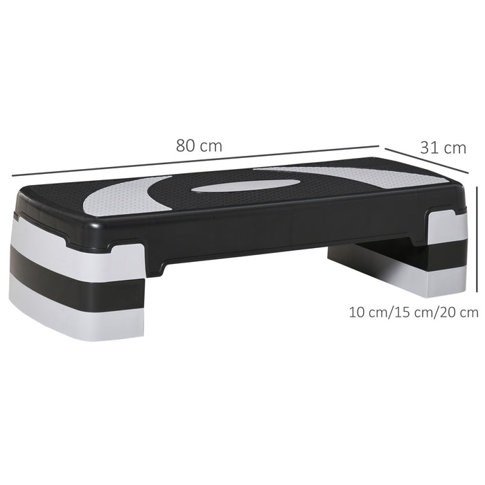 Easycomfort Stepper da Aerobica Regolabile in Altezza 10-15-20 cm Antiscivolo, Nero e Grigio