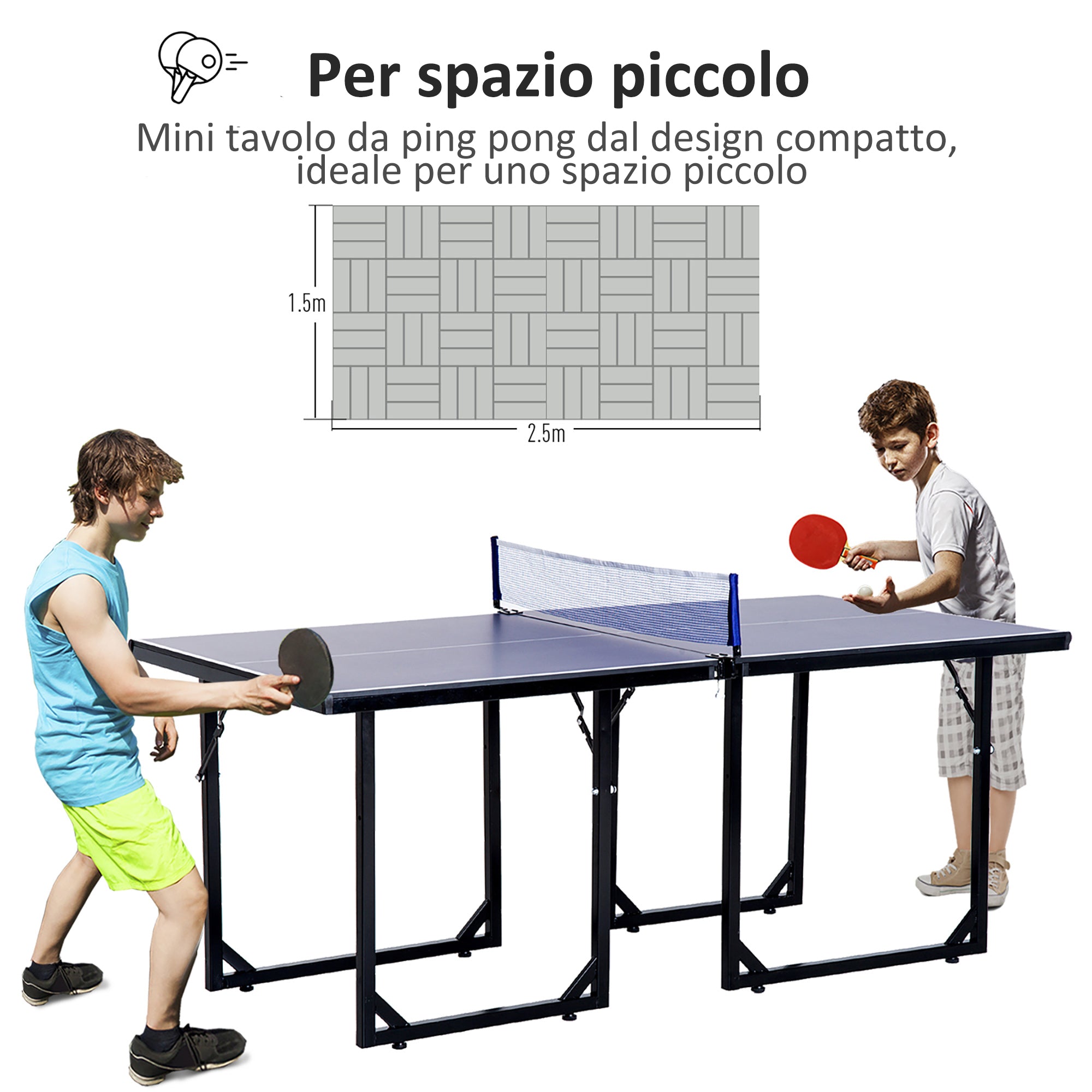 Easycomfort Tavolo da Ping Pong Pieghevole e Salvaspazio con Rete da Gioco per Interno, in Acciaio e MDF, 182x91x76cm, Blu