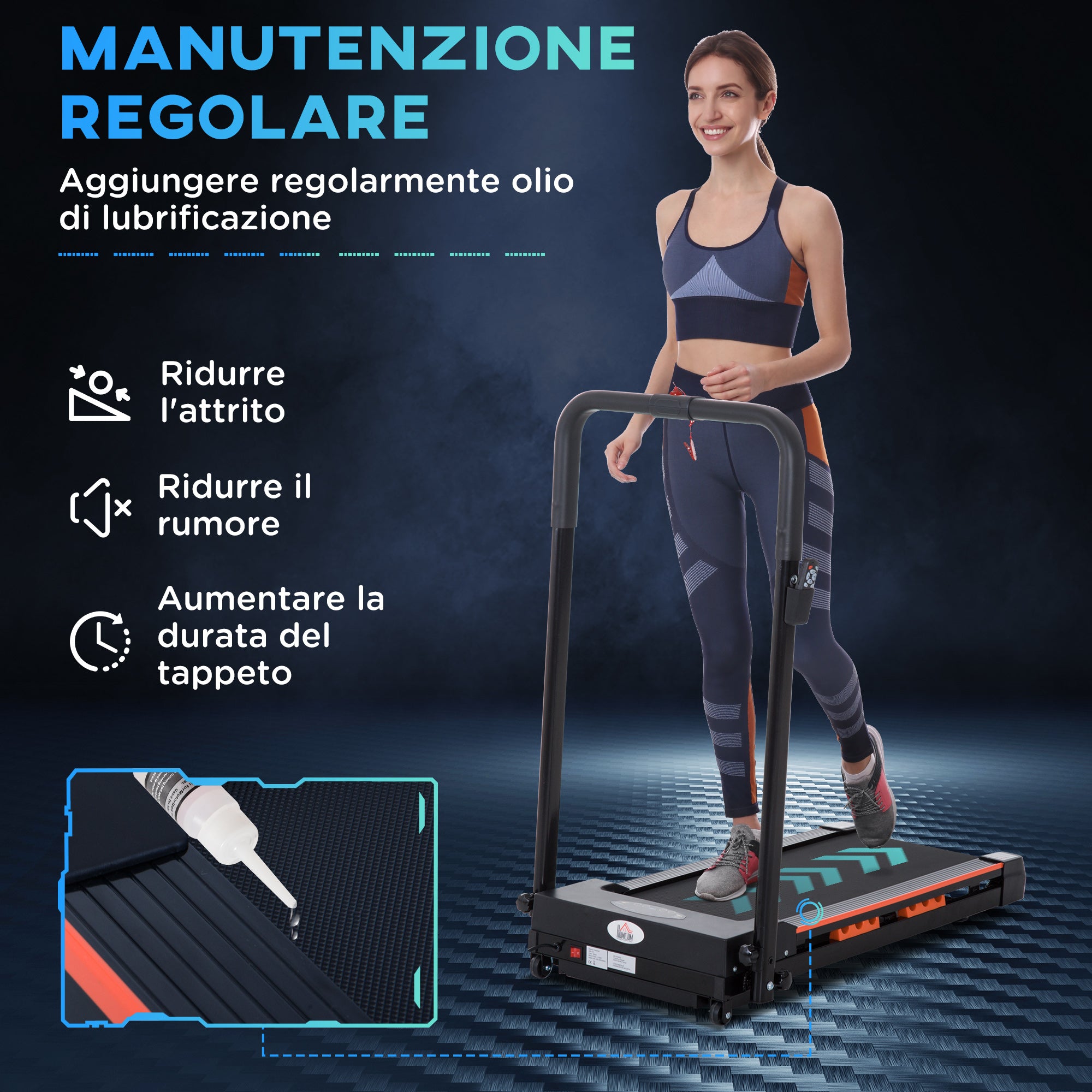 EASYCOMFORT Tapis Roulant Elettrico Pieghevole Salvaspazio con Telecomando e Chiave di Sicurezza, 1-6 km/h, Potenza 0.5HP, 105x56x108.5cm