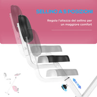 Easycomfort Cyclette da Camera Pieghevole con 5 Posizioni Regolabili e 8 Livelli di Resistenza Magnetica, Struttura a X, 43x97x109cm, Rosa e Bianco