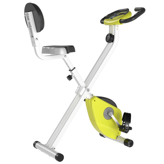 Easycomfort Cyclette Pieghevole da Fitness in Acciaio con Altezza Regolabile, Bici da spinning Resistenza Magnetica a 8 Livelli, Schermo LCD, Gialla, 43x97x109cm