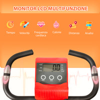 Easycomfort Cyclette Pieghevole 2 in 1, Resistenza Magnetica Regolabile 8 Livelli, Bici da Fitness con Sensore di Frequenza Cardiaca, Elastici per Braccia, Schermo LCD, Rosso