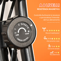 Easycomfort Cyclette Pieghevole 2 in 1, Resistenza Magnetica Regolabile 8 Livelli, Bici da Fitness con Sensore di Frequenza Cardiaca, Elastici per Braccia, Schermo LCD, Rosso