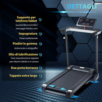 EASYCOMFORT Tapis Roulant Elettrico Pieghevole Salvaspazio, Tapis Roulant Professionle con 12 Programmi Preimpostati e Schermo LCD per Allenamento a Casa o in Ufficio, 1-12km/h, Nero