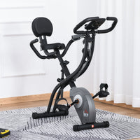 Easycomfort Cyclette Pieghevole con Schienale, Bande Elastiche e 8 Livelli di Intensità Regolabile, Cyclette Professionale con Display LCD, Porta Cellulare e Ruote di Trasporto