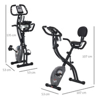 Easycomfort Cyclette Pieghevole con Schienale, Bande Elastiche e 8 Livelli di Intensità Regolabile, Cyclette Professionale con Display LCD, Porta Cellulare e Ruote di Trasporto