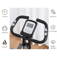 Easycomfort Cyclette Pieghevole con Schienale, Bande Elastiche e 8 Livelli di Intensità Regolabile, Cyclette Professionale con Display LCD, Porta Cellulare e Ruote di Trasporto