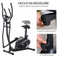 Easycomfort Cyclette Bici Ellittica Magnetica con Schermo LCD, 8 Livelli di Resistenza e Sedile Regolabile, 103x62x151cm Nero