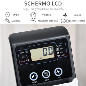 Easycomfort Cyclette Orizzontale con Seduta Regolabile, 8 Resistenze e Monitor LCD, 121.5-136x62.5x98cm, Grigio