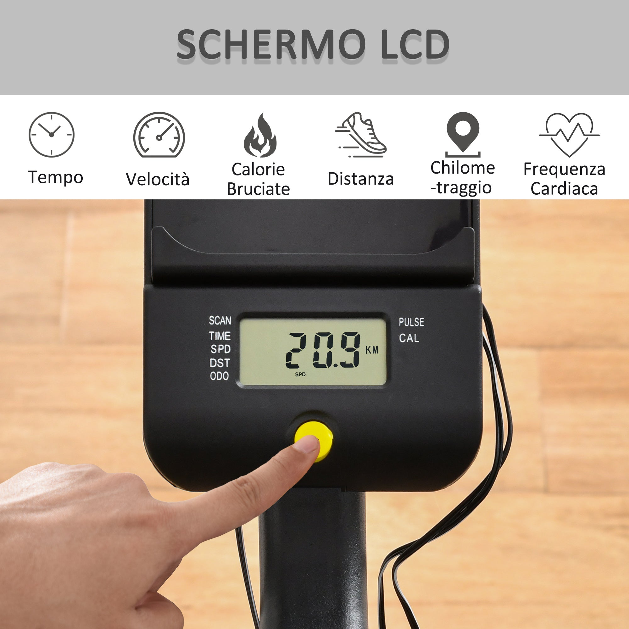 EASYCOMFORT Cyclette Magnetica Professionale da Camera in Acciaio e ABS con Sellino Regolabile, 100x50x116-126cm - Nero