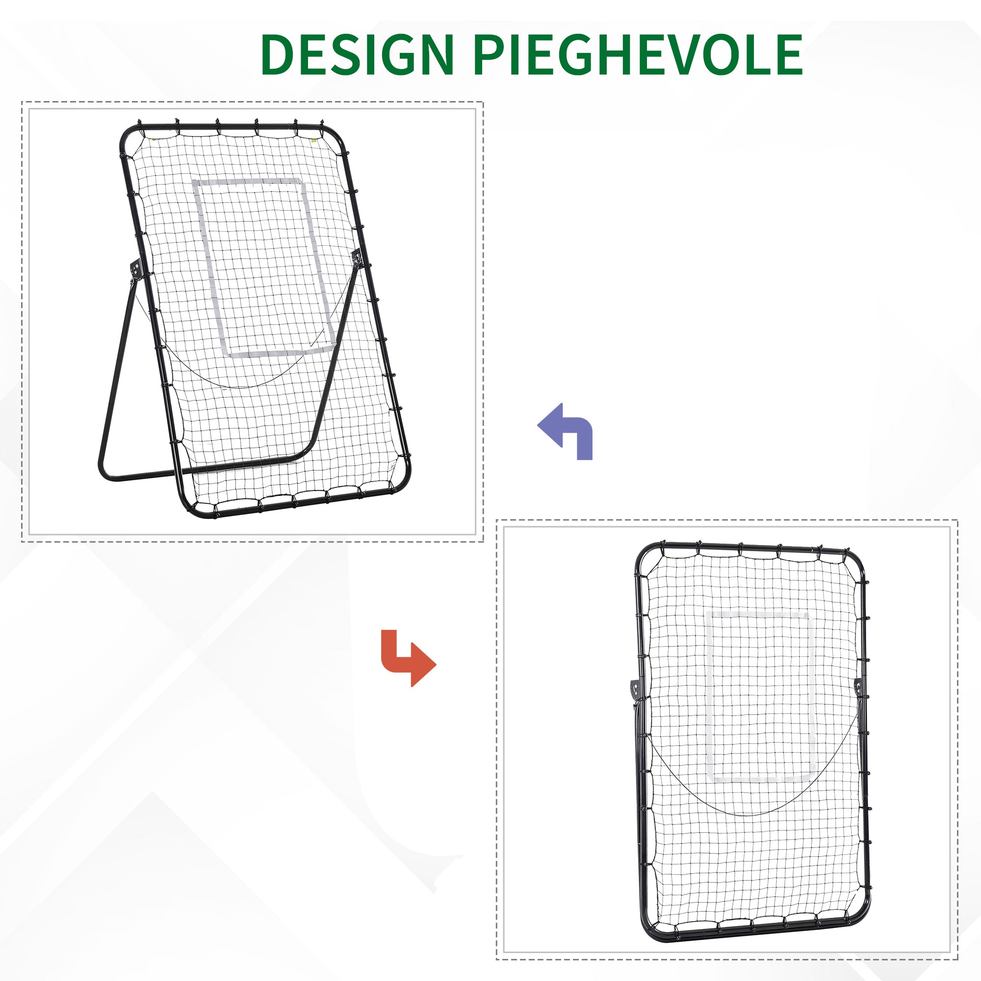 Easycomfort Rete da Calcio Rebounder Pieghevole con Bersaglio, Altezza e Angolazione Regolabili, Metallo e PE, 123x73x178.5cm, Nero