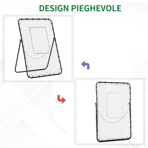 Easycomfort Rete da Calcio Rebounder Pieghevole con Bersaglio, Altezza e Angolazione Regolabili, Metallo e PE, 123x73x178.5cm, Nero