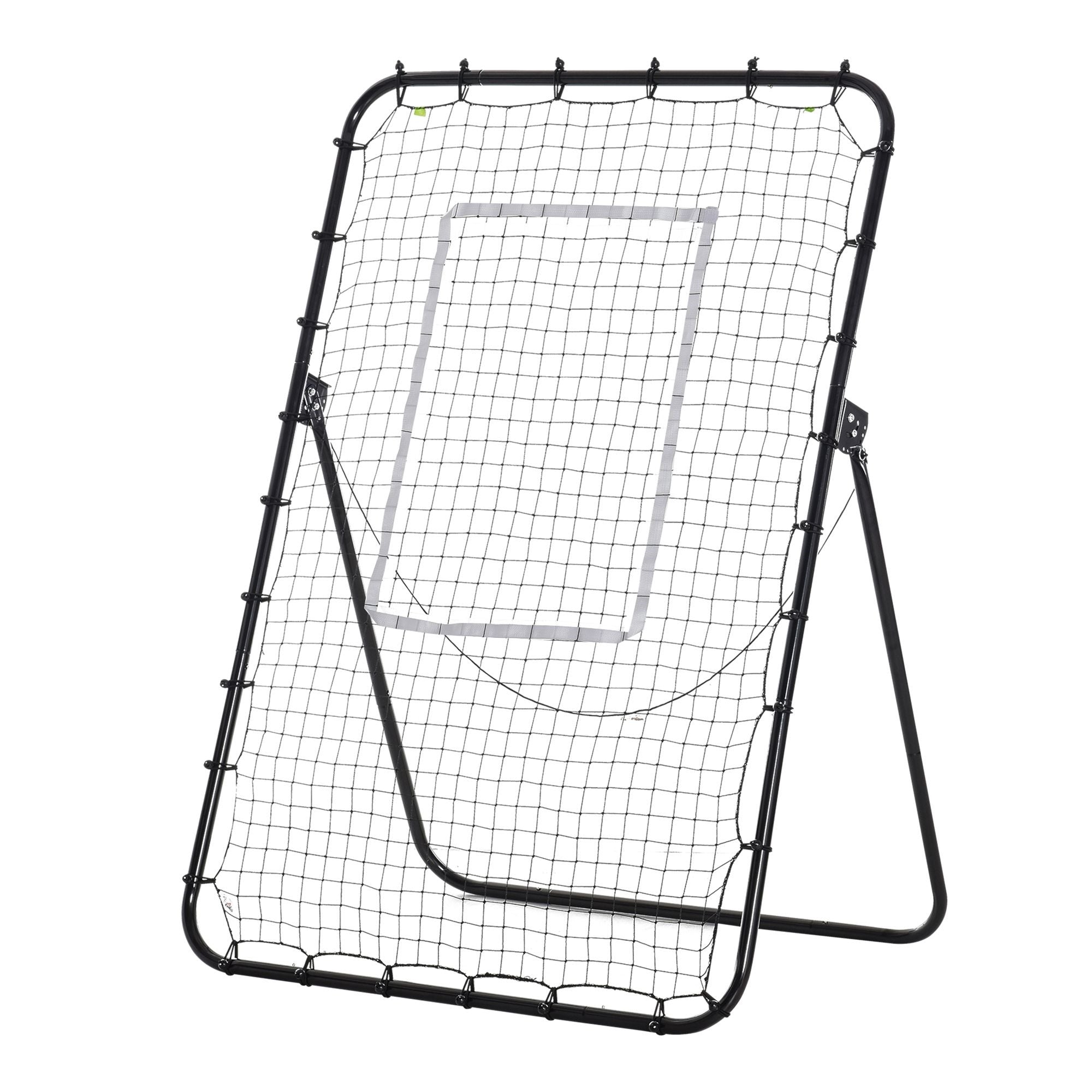 Easycomfort Rete da Calcio Rebounder Pieghevole con Bersaglio, Altezza e Angolazione Regolabili, Metallo e PE, 123x73x178.5cm, Nero