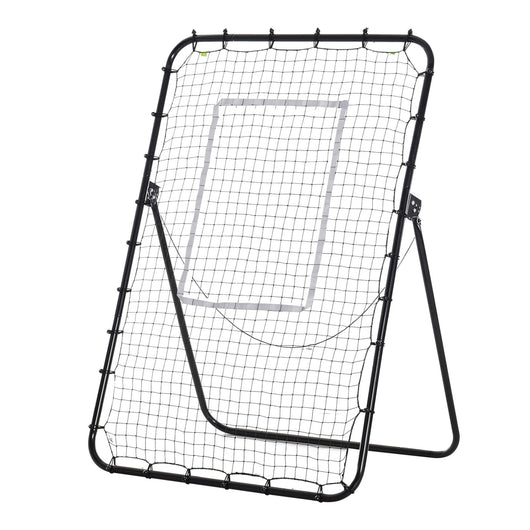 Easycomfort Rete da Calcio Rebounder Pieghevole con Bersaglio, Altezza e Angolazione Regolabili, Metallo e PE, 123x73x178.5cm, Nero
