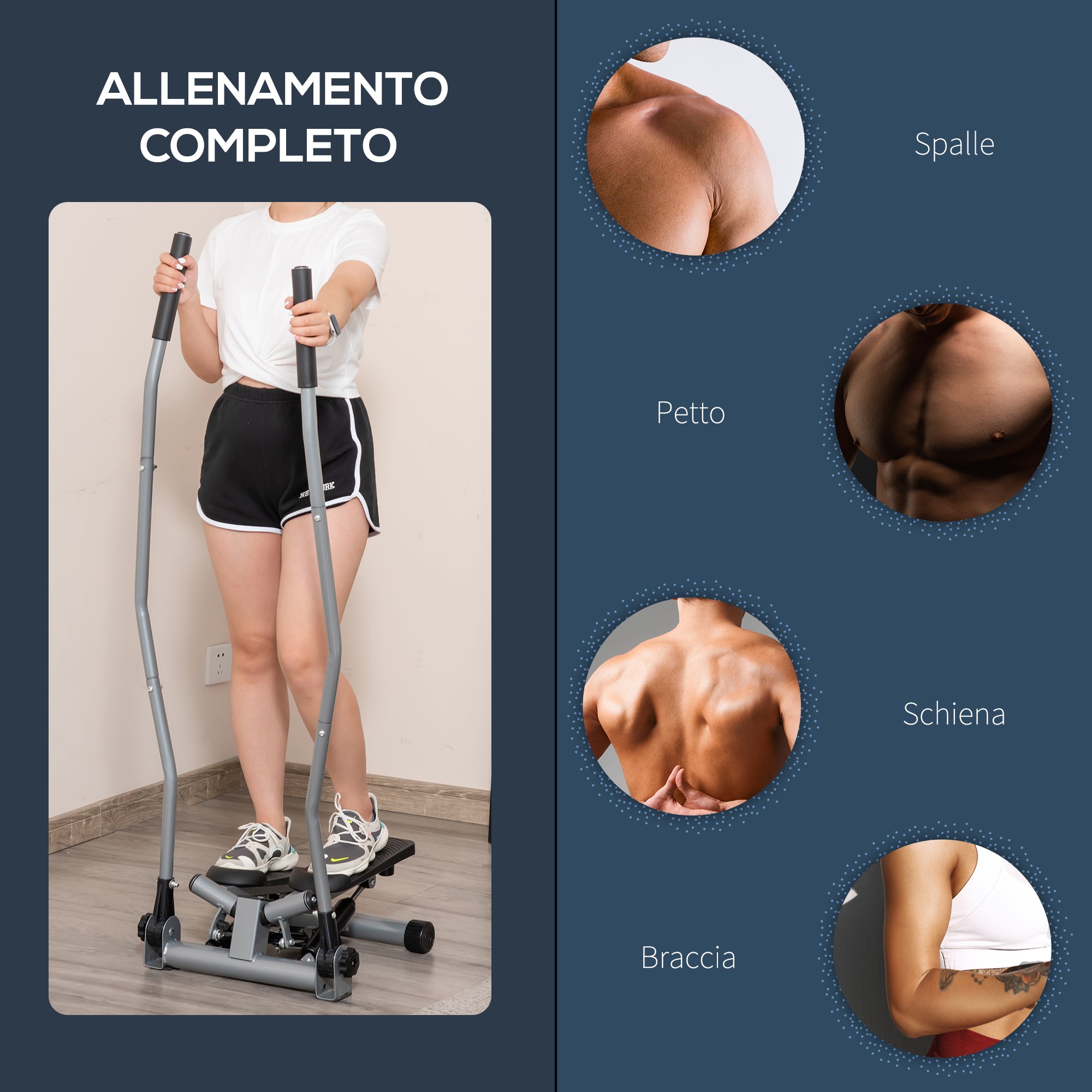 Easycomfort Stepper, Maniglie, Step Fitness con Monitor LCD per Casa e Palestra, Argento