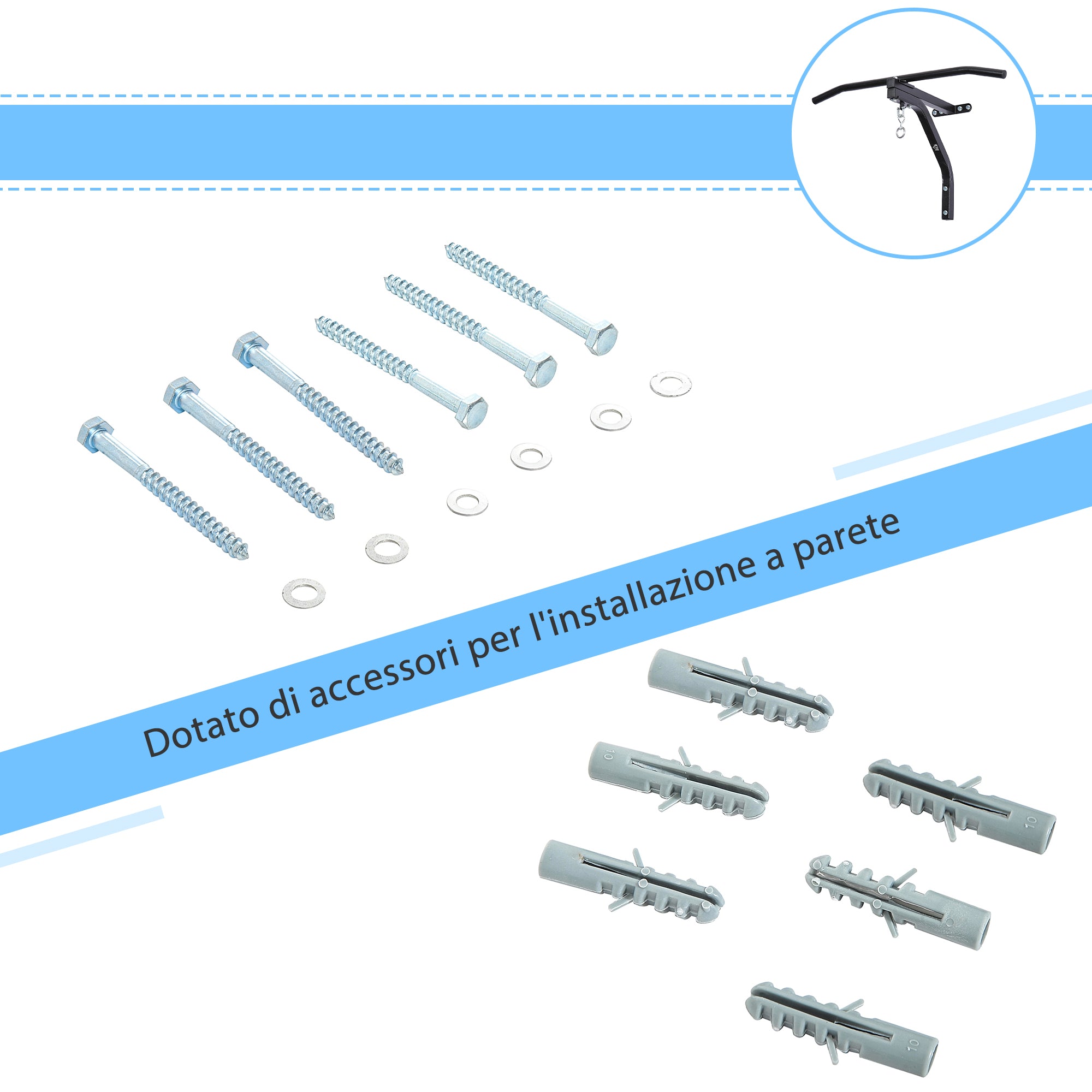 EASYCOMFORT Staffa di supporto per sacco da boxe con barra per trazioni, 93x47x51cm, Nero