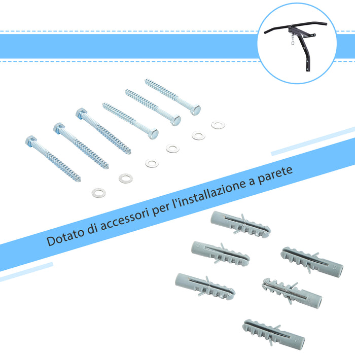 EASYCOMFORT Staffa di supporto per sacco da boxe con barra per trazioni, 93x47x51cm, Nero