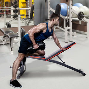 Easycomfort Panca Multifunzione Regolabile per Addominali, Panca Pesi Palestra per Allenamento Braccia e Gambe 54x160x106cm, Nero e Rosso