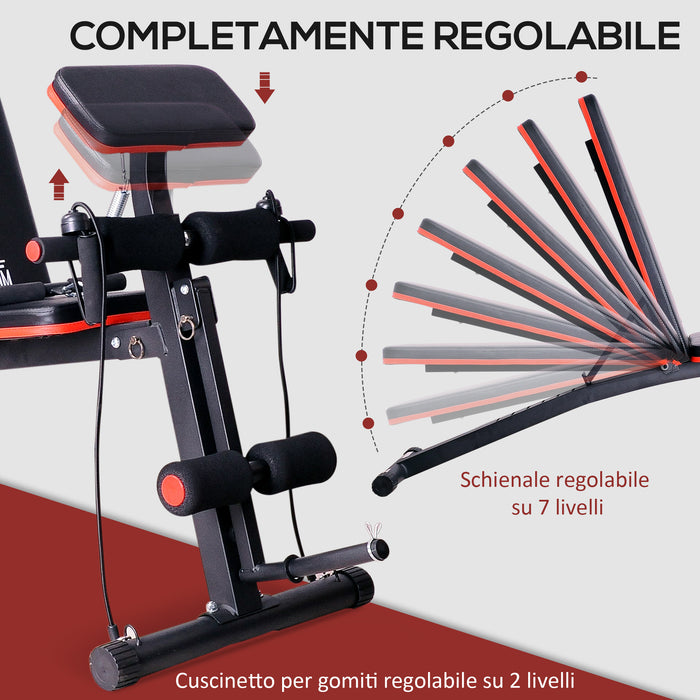 Easycomfort Panca Multifunzione Regolabile per Addominali, Panca Pesi Palestra per Allenamento Braccia e Gambe 54x160x106cm, Nero e Rosso