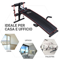Easycomfort Panca Multifunzione per Allenamento a Casa, Panca Addominali Inclinazione con Vogatore a molla e Schienale Regolabile e 2 Corde Elastiche, 55.5 x 137.5 cm Nero