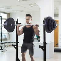 Easycomfort Set Bilanciere e Dischi 70kg, 8 Dischi Pesi Rivestiti in Plastica e Barra in Ferro, 170x40.5x40.5cm Nero