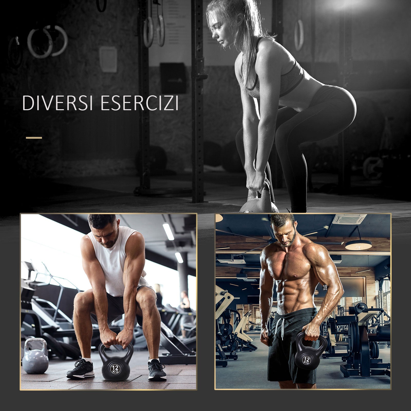 Easycomfort Kettlebell da 12 kg per Sport e Fitness in PVC con Sabbia e Maniglia Liscia Anti-Sfregamento