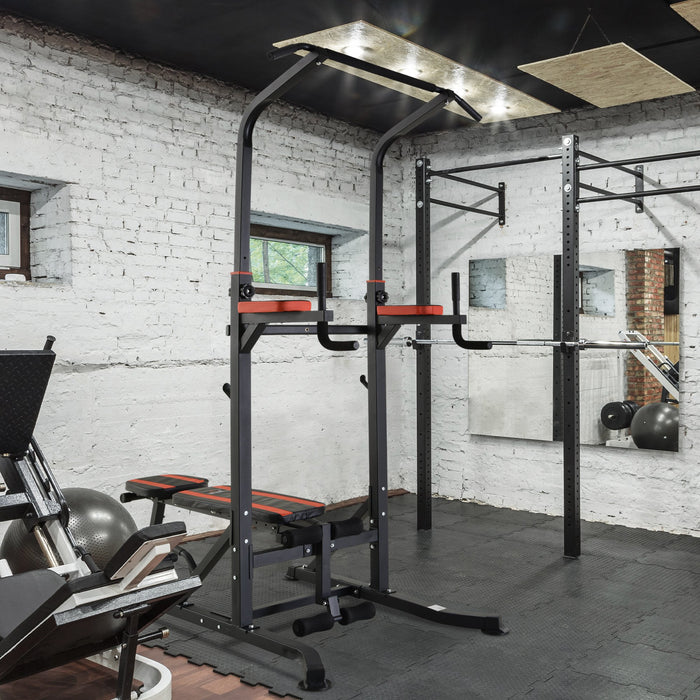 Easycomfort Postazione Pieghevole e Multiuso per Allenamento in Acciaio con Barra Trazioni e Sedia Romana, 92 x 178 x 200-236cm