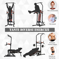 Easycomfort Postazione Pieghevole e Multiuso per Allenamento in Acciaio con Barra Trazioni e Sedia Romana, 92 x 178 x 200-236cm