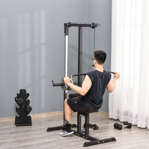 Easycomfort Stazione Fitness Pull Down da Casa con Panca e Cavo Regolabile, in Acciaio 107x120x190cm Nero