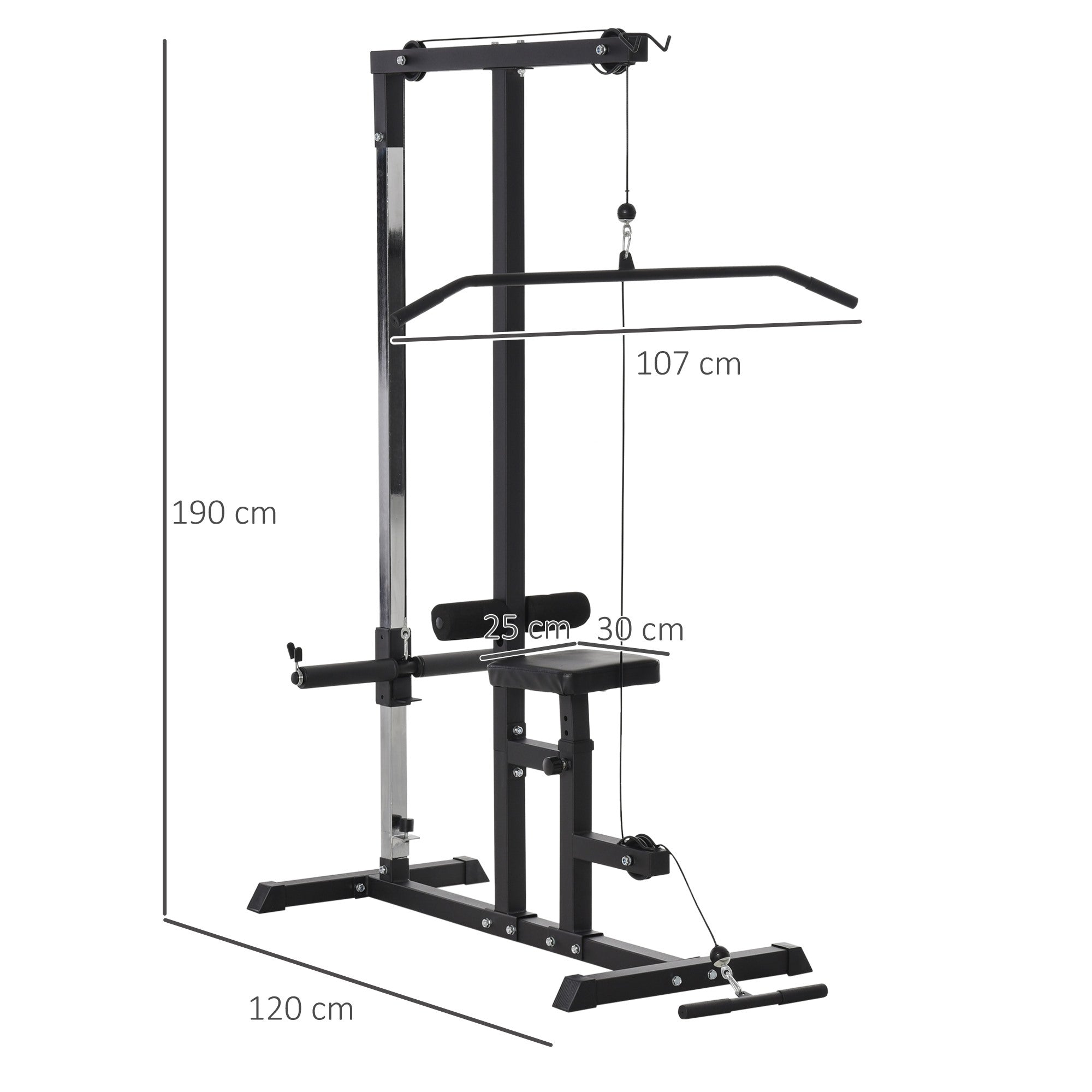Easycomfort Stazione Fitness Pull Down da Casa con Panca e Cavo Regolabile, in Acciaio 107x120x190cm Nero