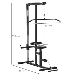 Easycomfort Stazione Fitness Pull Down da Casa con Panca e Cavo Regolabile, in Acciaio 107x120x190cm Nero