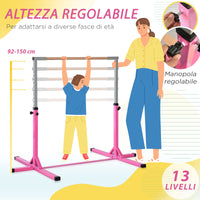Easycomfort Sbarra per Ginnastica Artistica o Danza Classica Regolabile in Altezza (92-150 cm) per Bambini Max. 75 kg, Rosa