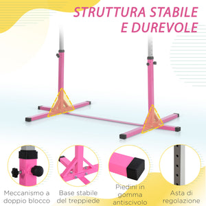 Easycomfort Sbarra per Ginnastica Artistica o Danza Classica Regolabile in Altezza (92-150 cm) per Bambini Max. 75 kg, Rosa