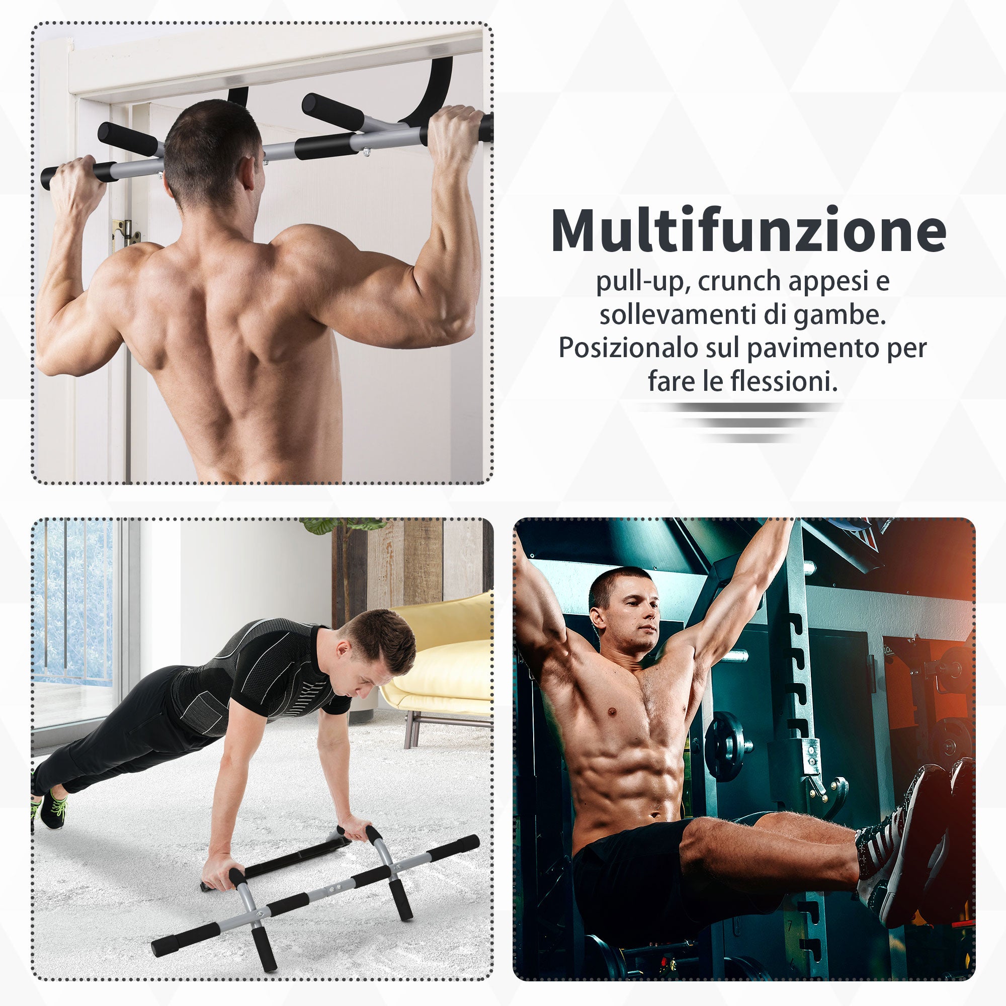 Easycomfort Barra per Trazioni a Pressione per Porta, Installazione senza Viti e Telaio in Tubi di Acciaio, Peso max: 110 kg