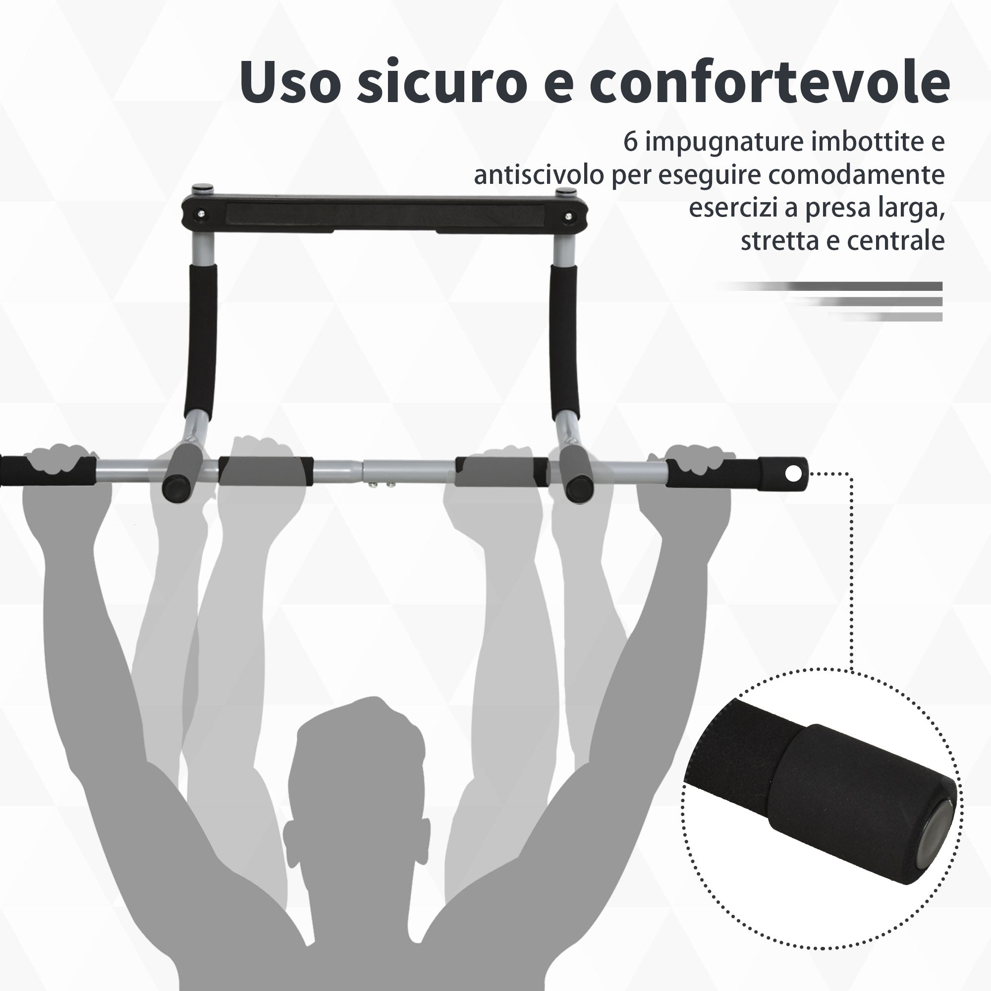 Easycomfort Barra per Trazioni a Pressione per Porta, Installazione senza Viti e Telaio in Tubi di Acciaio, Peso max: 110 kg