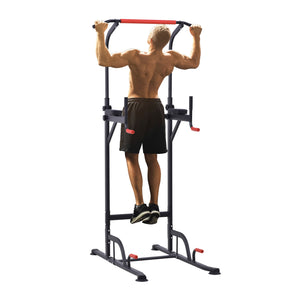 Easycomfort Barra per Trazioni Power Tower Stazione Fitness Multifunzione Regolabile 189-239cm in Acciaio Nero Rosso