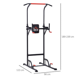 Easycomfort Barra per Trazioni Power Tower Stazione Fitness Multifunzione Regolabile 189-239cm in Acciaio Nero Rosso