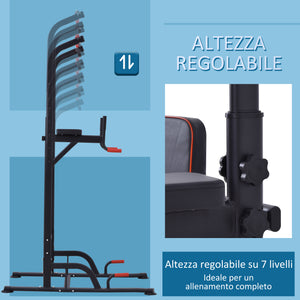 Easycomfort Barra per Trazioni Power Tower Stazione Fitness Multifunzione Regolabile 189-239cm in Acciaio Nero Rosso