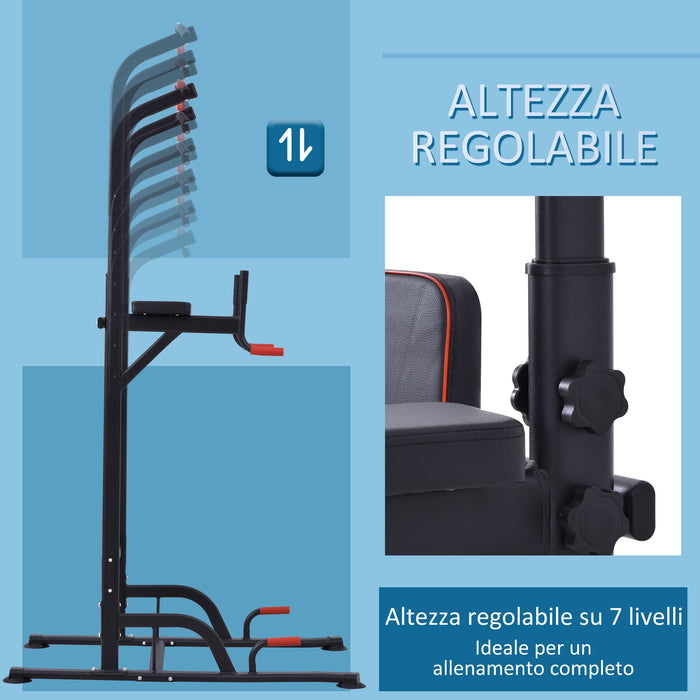 Easycomfort Barra per Trazioni Power Tower Stazione Fitness Multifunzione Regolabile 189-239cm in Acciaio Nero Rosso