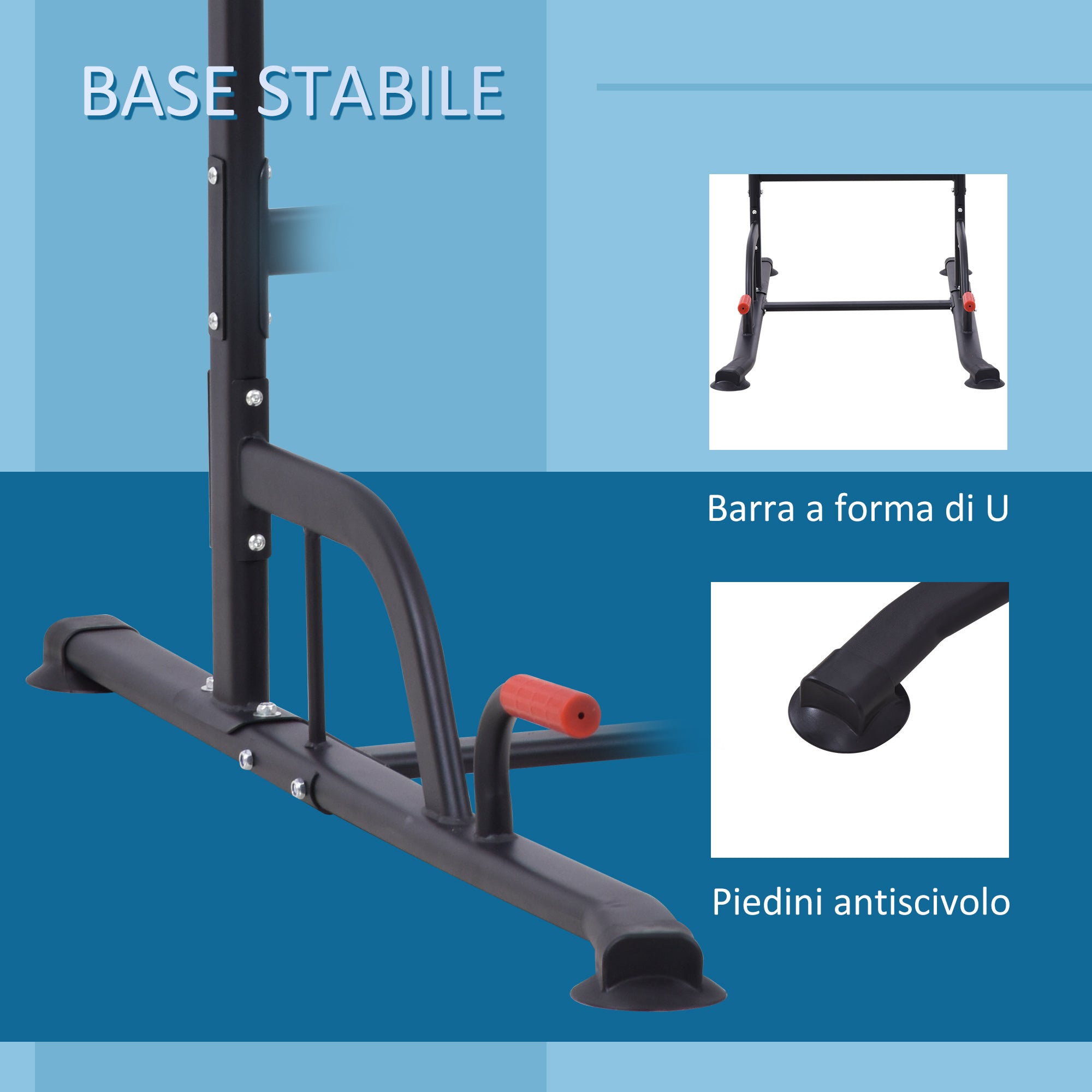 Easycomfort Barra per Trazioni Power Tower Stazione Fitness Multifunzione Regolabile 189-239cm in Acciaio Nero Rosso
