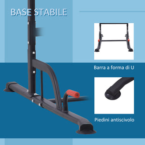 Easycomfort Barra per Trazioni Power Tower Stazione Fitness Multifunzione Regolabile 189-239cm in Acciaio Nero Rosso
