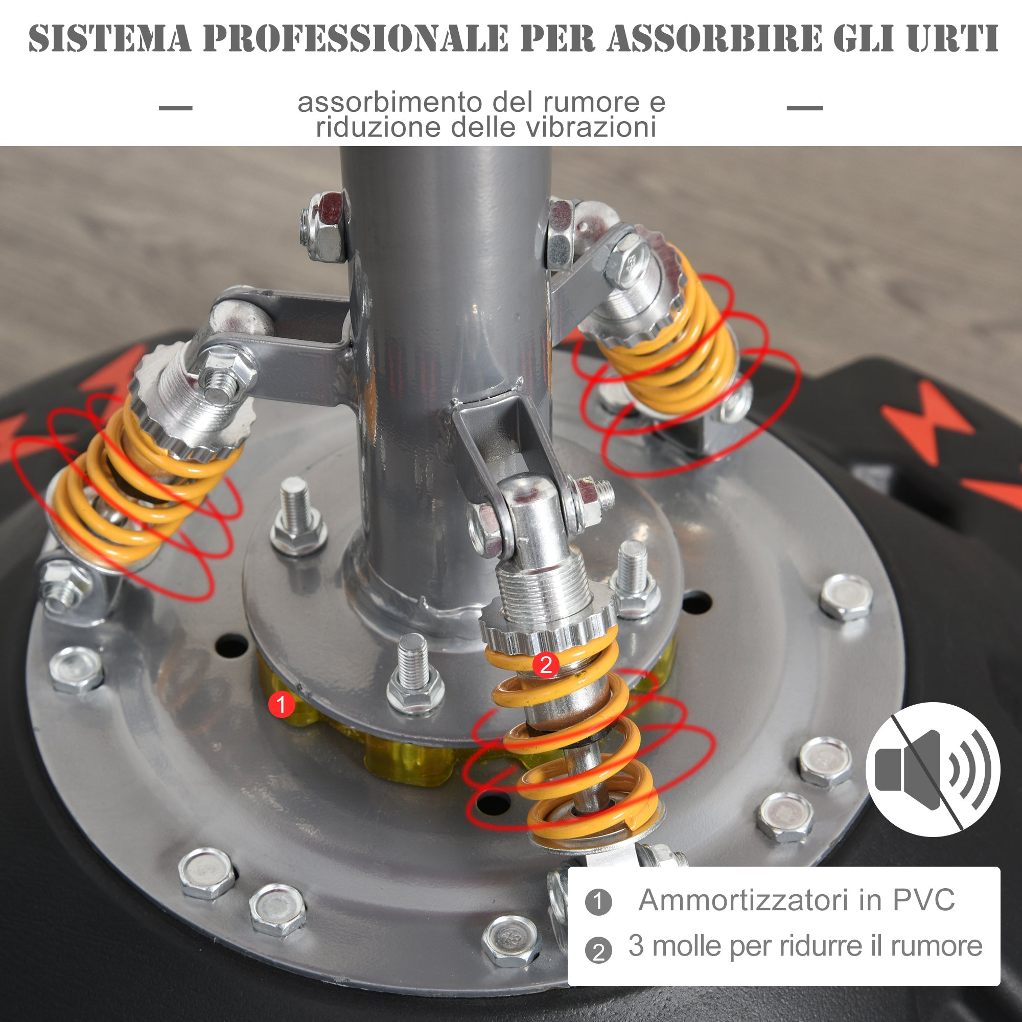 Easycomfort Sacco Boxe da Terra con Supporto per Allenamento Professionale a Casa o in Palestra, Nero e Rosso, ?60 x 180 cm