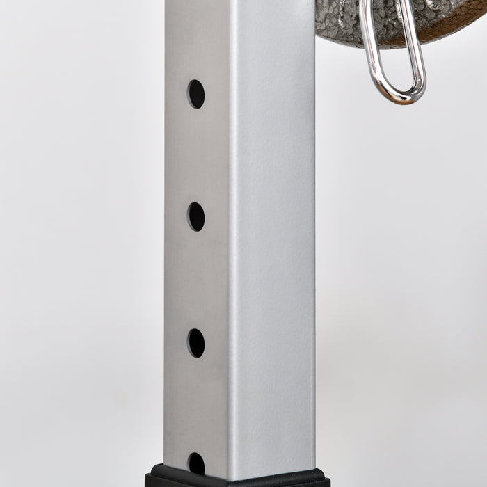 Easycomfort Set 2 Rack Porta Bilanciere in Acciaio, 2 Ganci con Altezza Regolabile, Capacità 150kg, 55x57x105-170cm, Nero