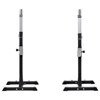 Easycomfort Set 2 Rack Porta Bilanciere in Acciaio, 2 Ganci con Altezza Regolabile, Capacità 150kg, 55x57x105-170cm, Nero