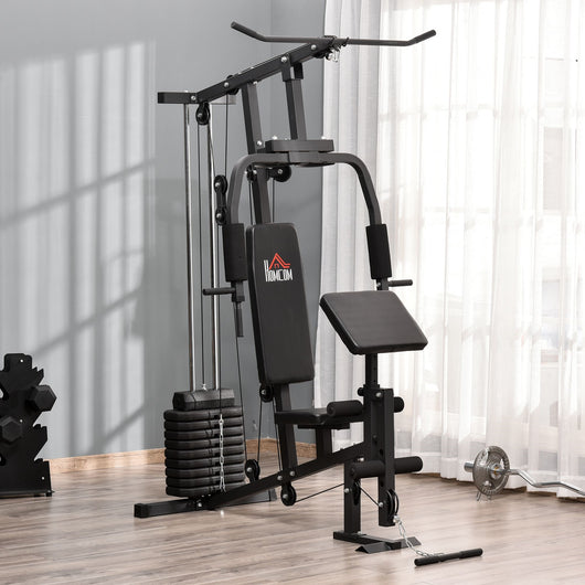 Easycomfort Stazione Fitness Multifunzione per Allenamento a Casa e Professionale in Acciaio, 148x108x207 cm, Nero
