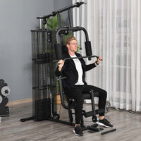 Easycomfort Stazione Fitness Palestra Multifunzione per Allenamento a Casa e Professionale, Acciaio 150x110x210cm Nero