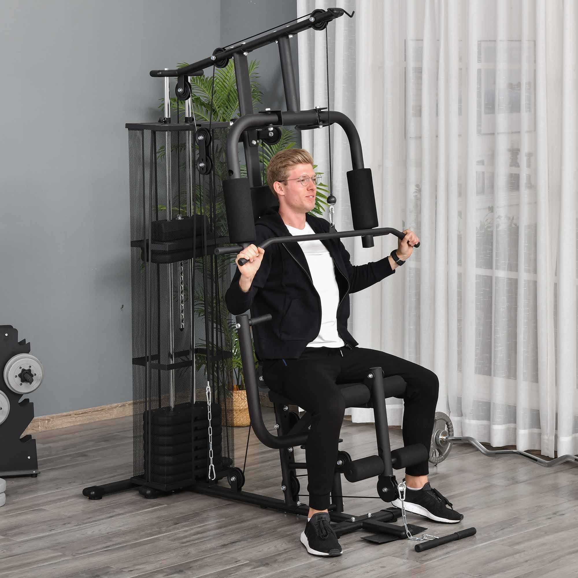 Easycomfort Stazione Fitness Palestra Multifunzione per Allenamento a Casa e Professionale, Acciaio 150x110x210cm Nero