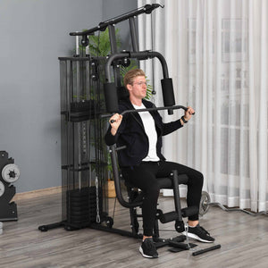 Easycomfort Stazione Fitness Palestra Multifunzione per Allenamento a Casa e Professionale, Acciaio 150x110x210cm Nero